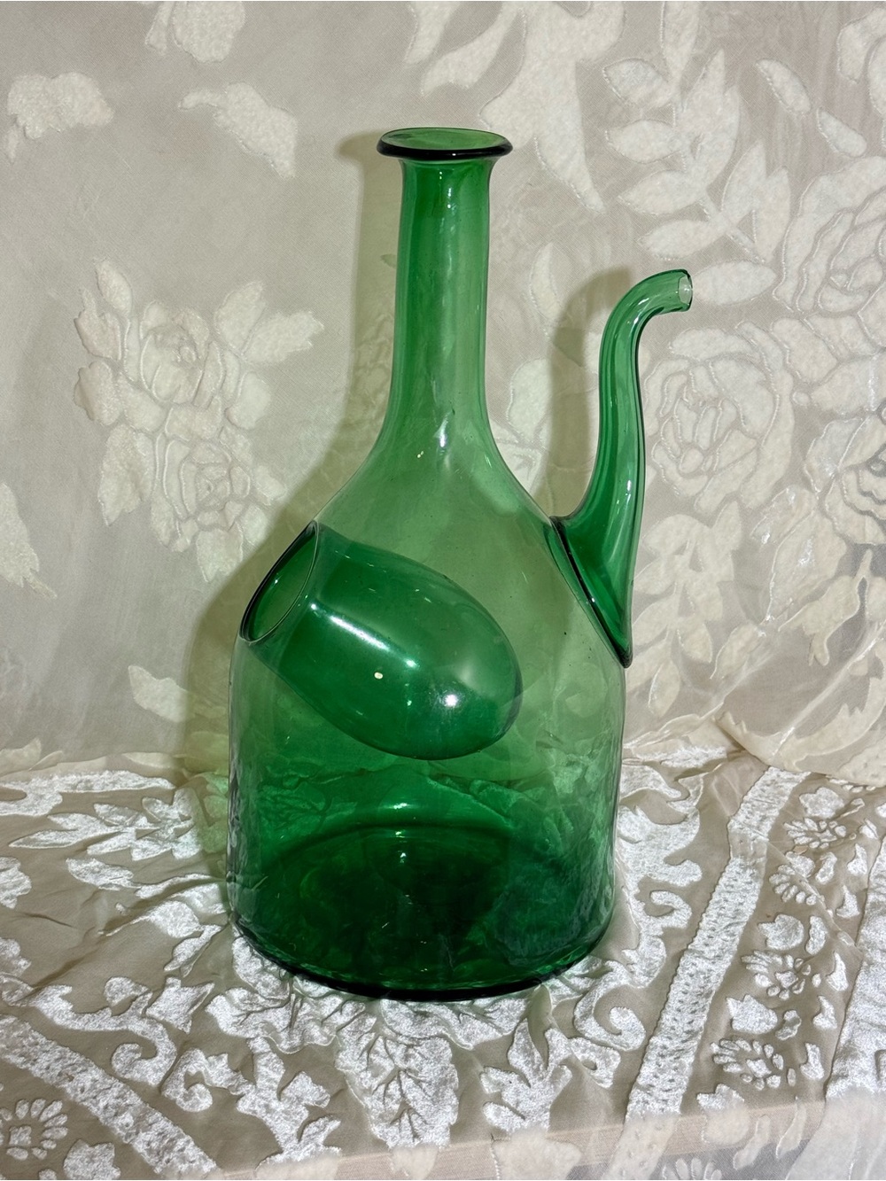 Vintage Hand-blown Italian Glass Wine Decanter w/ Internal ice chamber& Stopper